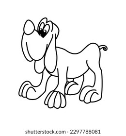 Funny dog cartoon characters vector illustration. For kids coloring book.
