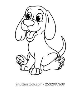 Funny dog cartoon characters vector illustration. For kids coloring book.