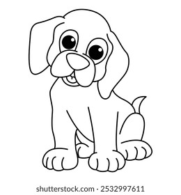 Funny dog cartoon characters vector illustration. For kids coloring book.