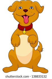 funny dog cartoon with red collar