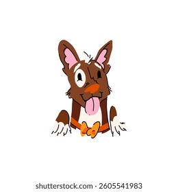 Funny dog in cartoon style with expressive face. Playful vector illustration, perfect for greeting cards, print, cover, stickers, and pet-themed designs
