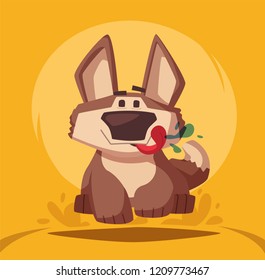 Funny dog. Cartoon vector illustration. Cute puppy is playing. Daily routine. Best friend. Family member. Pet character