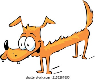 Funny  Dog Cartoon Vector Illustration Isolated on White Background