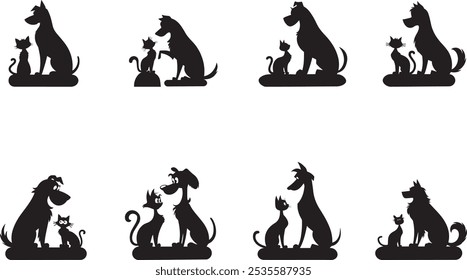 Funny Dog and Cat Vector Bundle - Playful Pet Illustrations for Vector, Cartoon, and Clipart Design