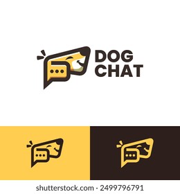 Vector divertido del logotipo del chat del perro