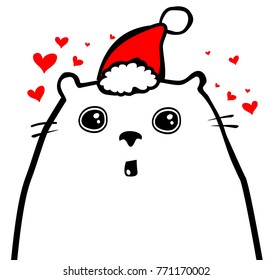 Funny dog in Christmas hat.Vector illustration.