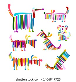Funny dog, colorful collection for your design