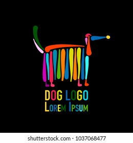 Funny dog, colorful logo for your design