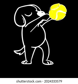 funny dog dabbing with tennis ball cool wo loose fit design vector illustration for use in design and print wall art poster canvas