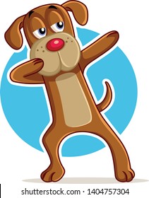 Funny Dog Dabbing Vector Cartoon. Adorable pet animal dancing and celebrating
