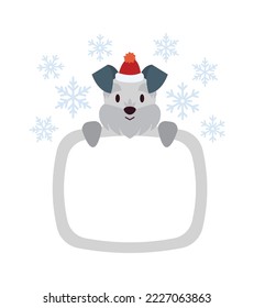Funny dog flat icon Frame with winter animal