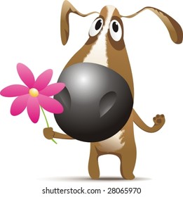 funny dog with flower