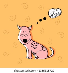 Funny dog hand doodle childish print. Perfect for t-shirt, apparel, cards, poster, nursery decoration. Vector Illustration