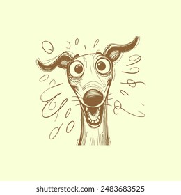 Funny dog. Hand drawn vector illustration. Monochrome sketch