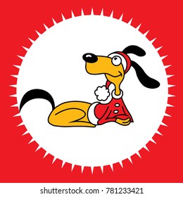 Funny dog for Happy New Year. Dog Chinese zodiac symbol of the 2018 year. Funny card. Vector illustration. 