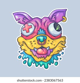 Funny dog head. Cartoon vector character. Trendy style. Vector illustration.