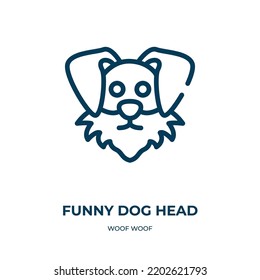 Funny dog head icon. Linear vector illustration from woof woof collection. Outline funny dog head icon vector. Thin line symbol for use on web and mobile apps, logo, print media.