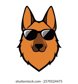 Funny dog head vector art illustration