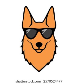 Funny dog head vector art illustration