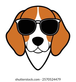 Funny dog head vector art illustration