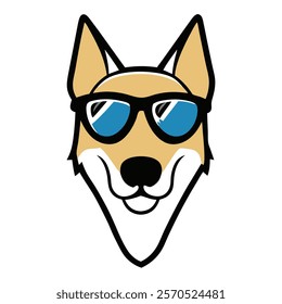 Funny dog head vector art illustration