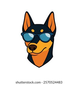 Funny dog head vector art illustration