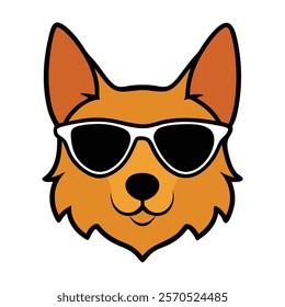 Funny dog head vector art illustration