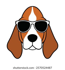 Funny dog head vector art illustration