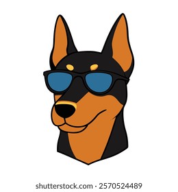 Funny dog head vector art illustration