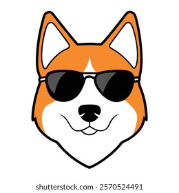 Funny dog head vector art illustration