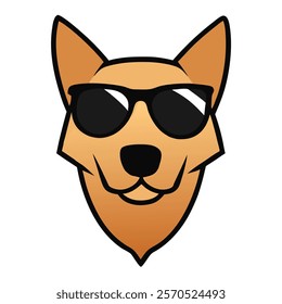 Funny dog head vector art illustration