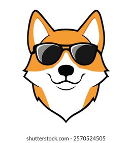 Funny dog head vector art illustration