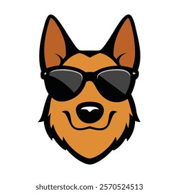 Funny dog head vector art illustration