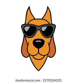 Funny dog head vector art illustration