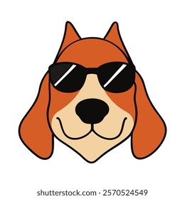 Funny dog head vector art illustration