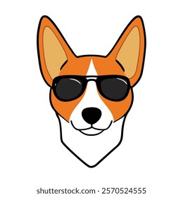 Funny dog head vector art illustration