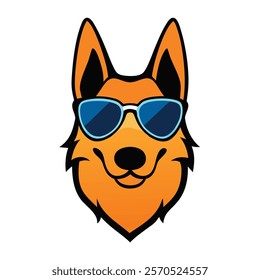 Funny dog head vector art illustration