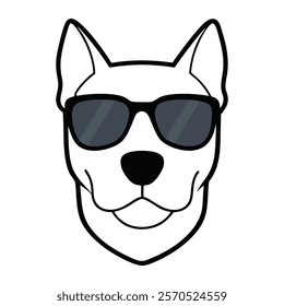 Funny dog head vector art illustration