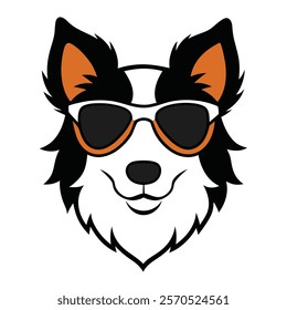 Funny dog head vector art illustration