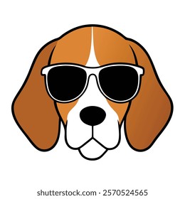 Funny dog head vector art illustration