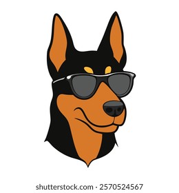 Funny dog head vector art illustration