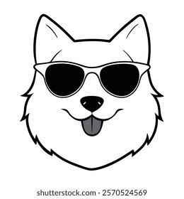 Funny dog head vector art illustration