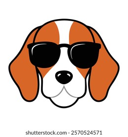 Funny dog head vector art illustration