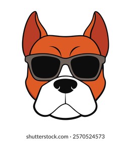 Funny dog head vector art illustration