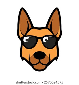 Funny dog head vector art illustration