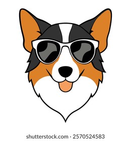 Funny dog head vector art illustration