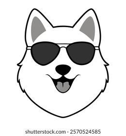 Funny dog head vector art illustration