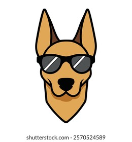 Funny dog head vector art illustration