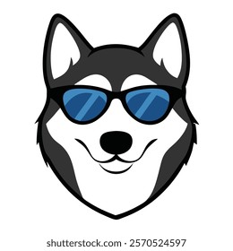 Funny dog head vector art illustration