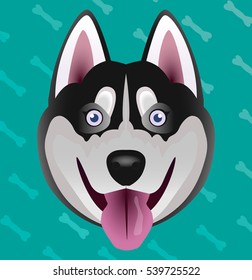 Funny dog. Huskies. Vector illustration.